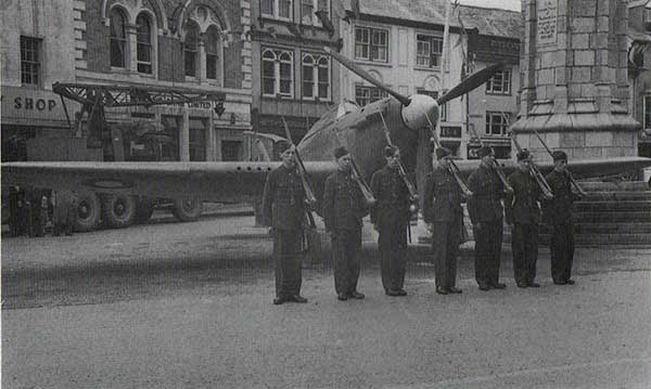 Hurricane being guarded in Launceston Town Square during the Wings for Victory, June 14th, 1943.