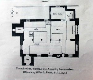 St. Thomas Church plan as drawn by Otho B. Peter.