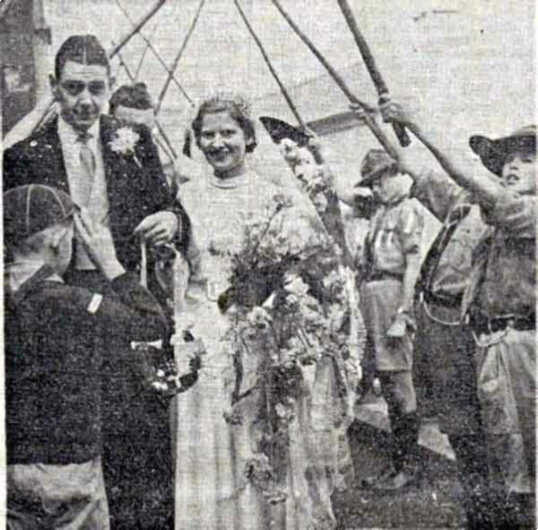 The 1939 marriage of J. C Fitze (son of Sydney Fitze) and Enid Barriball (daughter of Ernest Barriball) 