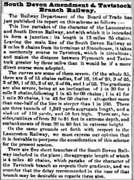 1845 opposition to a railway for Launceston.