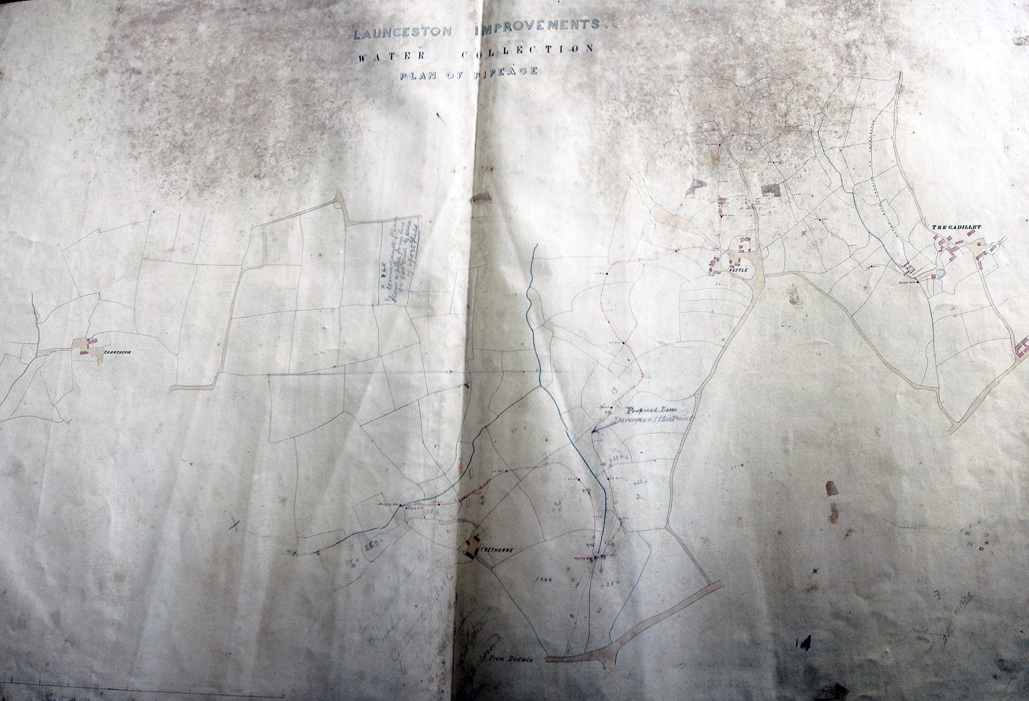 1853 plan of Launceston Water Collection Scheme.