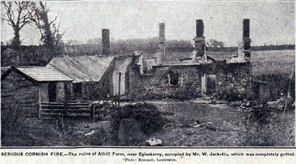 Athill Farm fire in February 1929.