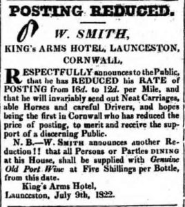King Arms advert from 1822.