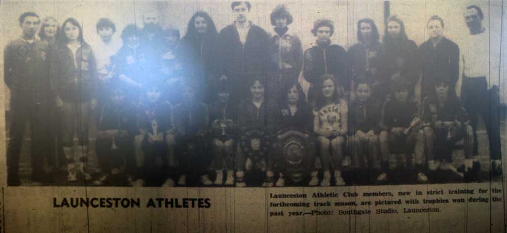 Launceston Athletic Club in November 1977. Owen Slater, far left, was a leading light for many years in helping the club.