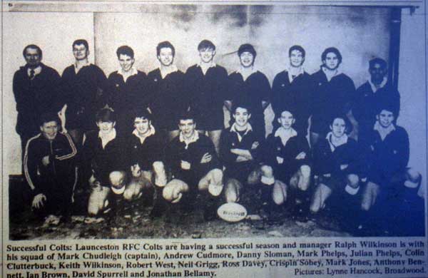 Launceston Rugby Colts in 1992.