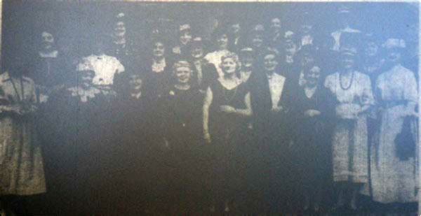  Launceston WI at there Golden Jubilee dinner in 1969, wearing period costume.