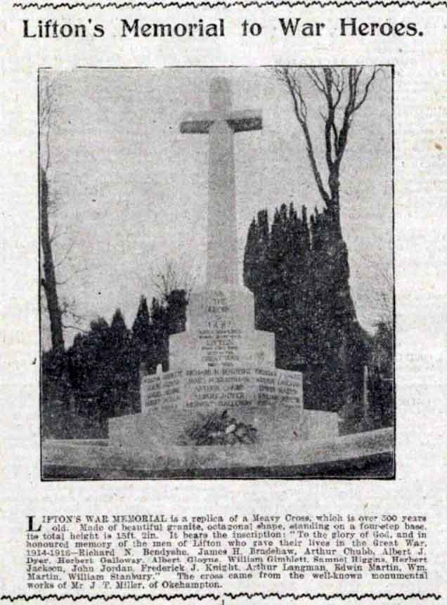 lifton-war-memorial-unveiling-western-times-13-february-1920