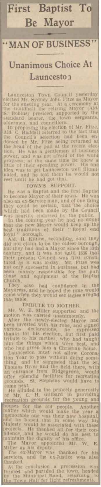 Article of Sidney becoming mayor in 1936.