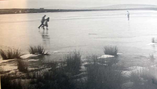 Above Skating on a Frozen Dozmary Pool in 1963.