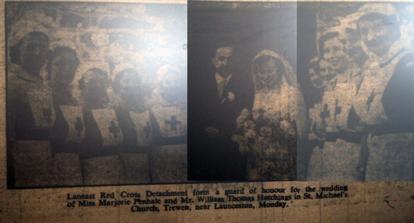 Wedding of Bill Hutchings and Marjorie Penhale at Trewen in 1952.