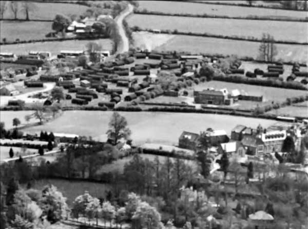 Aerial of Scarne and the war time nissen huts c.1950's.