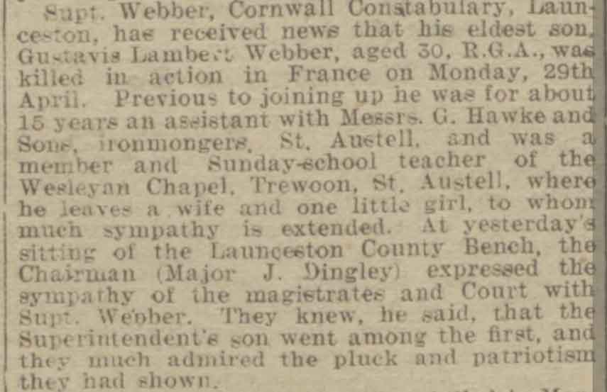 gustavis-lambert-webber-death-notification-western-times-08-may-1918