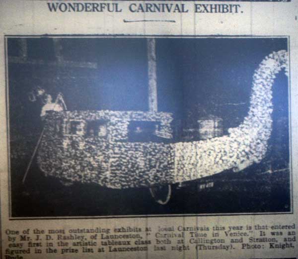 Jack's 1933 carnival float for Bude carnival.