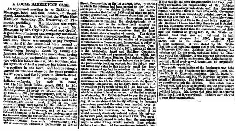 Richard Robbins Bankruptcy 1885.