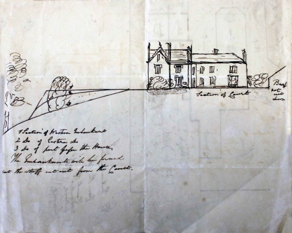 Side elevation plan of Trebursye Manor from the 1840's