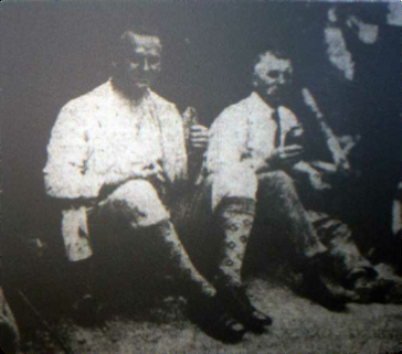 Stuart Peter and George Trood take a break during the 1933 beating of the bounds.