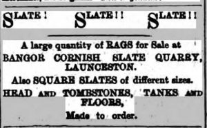 1885 Bangors Slate Quarry advert