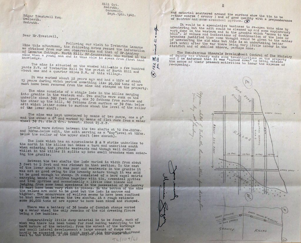 1942 report into Trebartha-Lemarne Mine