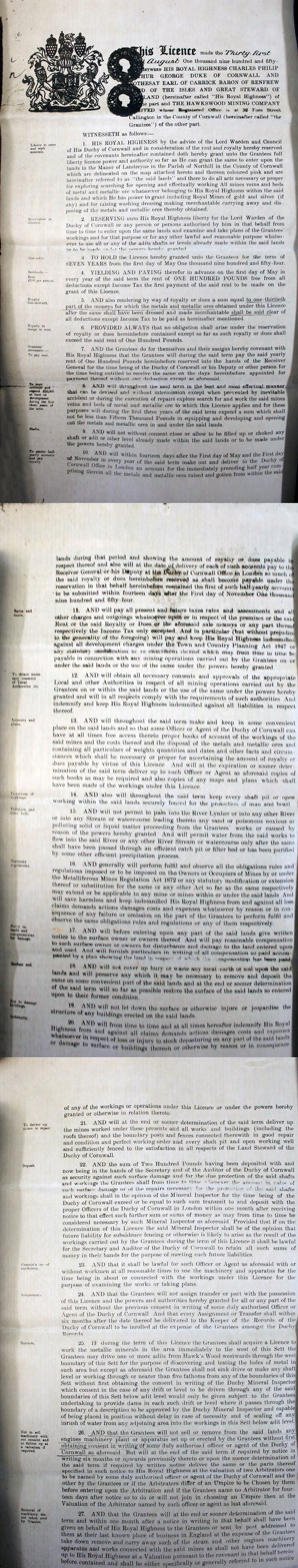 1959 Hawkswood Mine Agreement