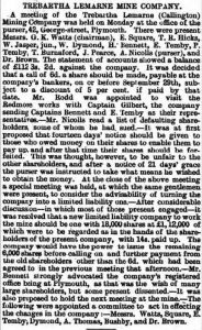 Trebartha Lemarne Mine report September 1885