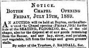 Boyton Chapel sale July 13th, 1889