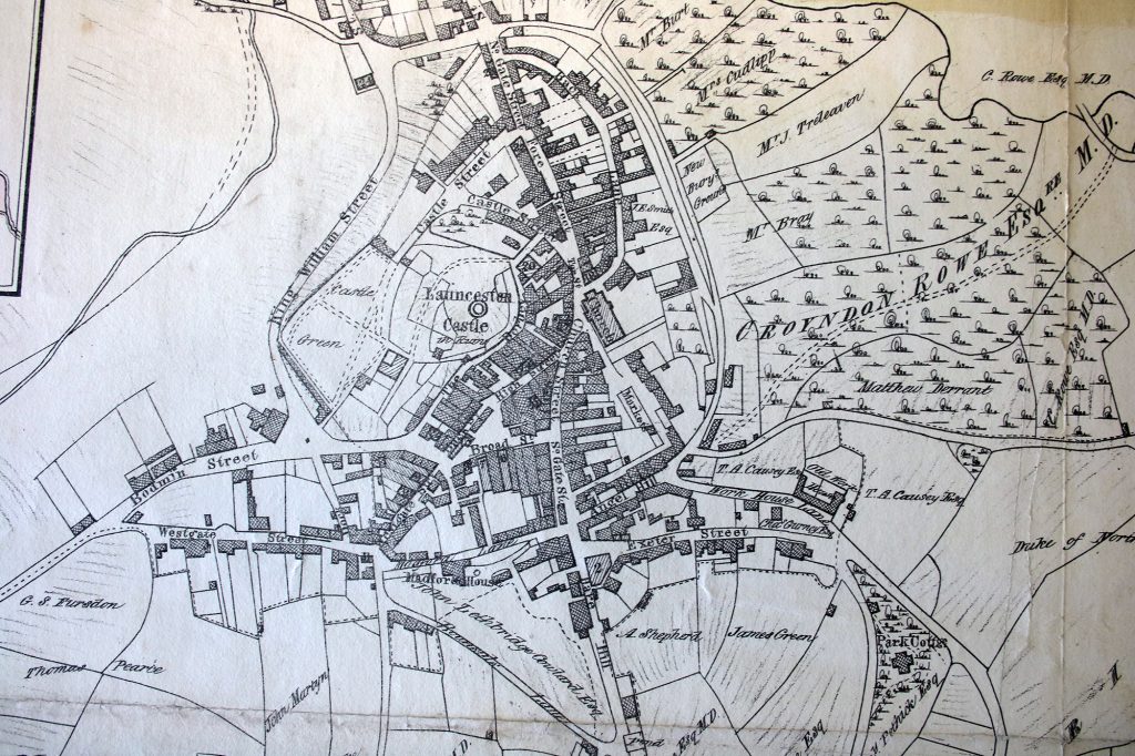 Launceston town centre map for 1842