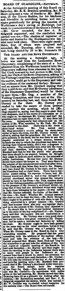 Launceston board of guardians 02 July 1887