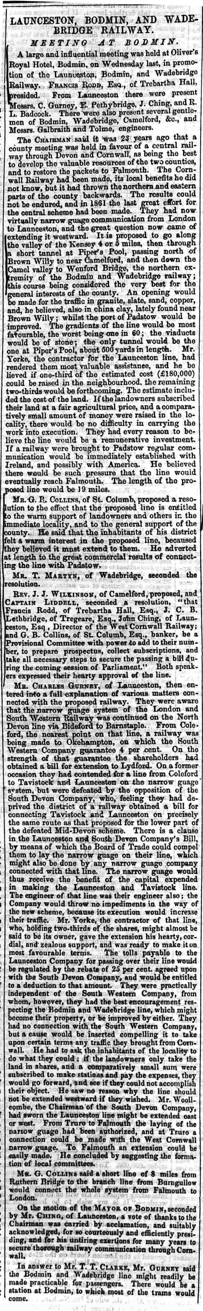 Launceston Weekly News, and Cornwall & Devon Advertiser. 14 November 1863