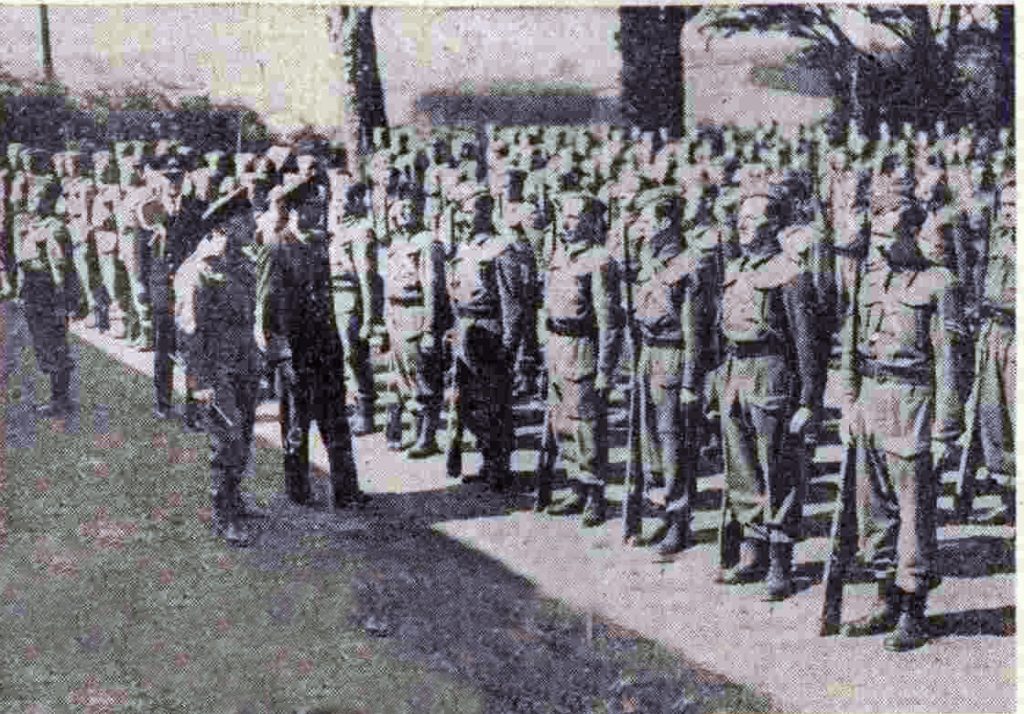 King George VI inspects Stoke Climsland Homeguard in May 1942.