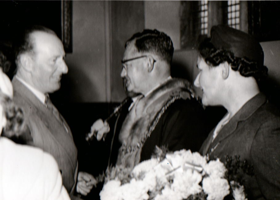 Cecil Robins is greeted at his mayor choosing ceremony 