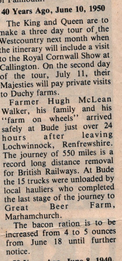 1950 article on a farm move by rail