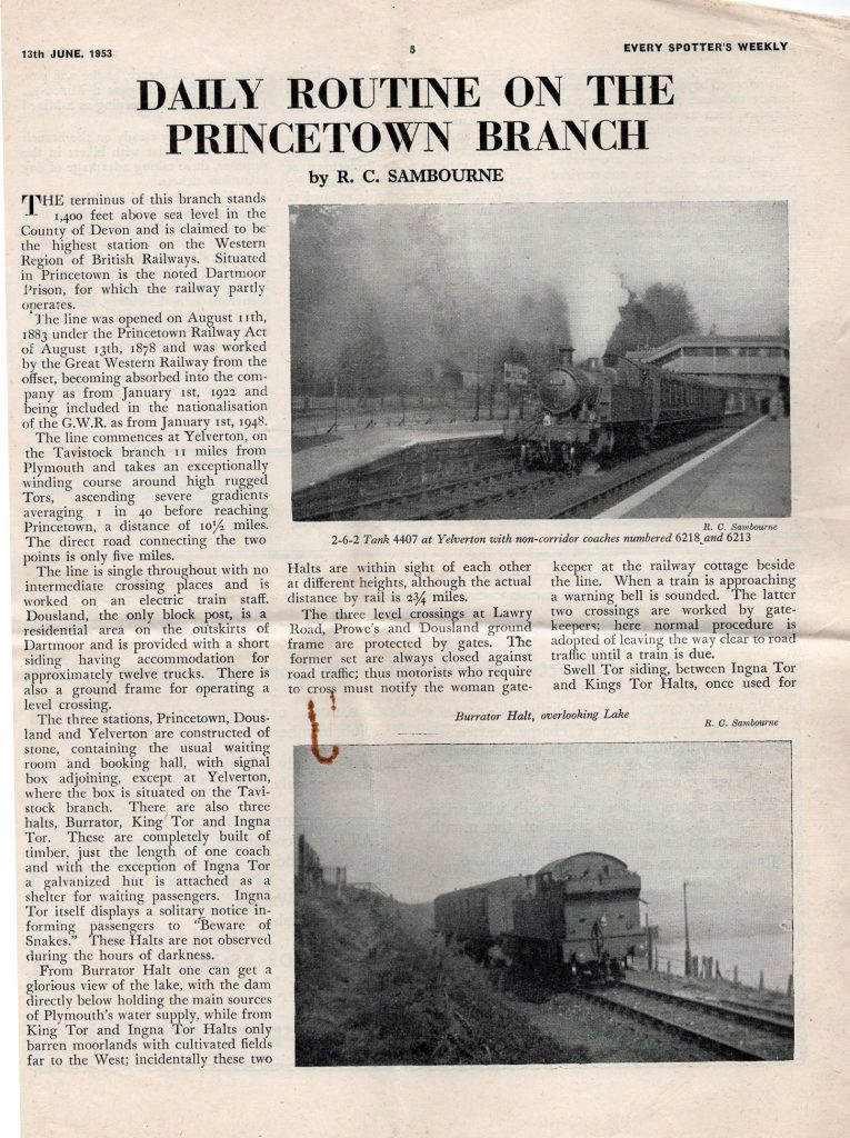 1956 article on the Princetown Line