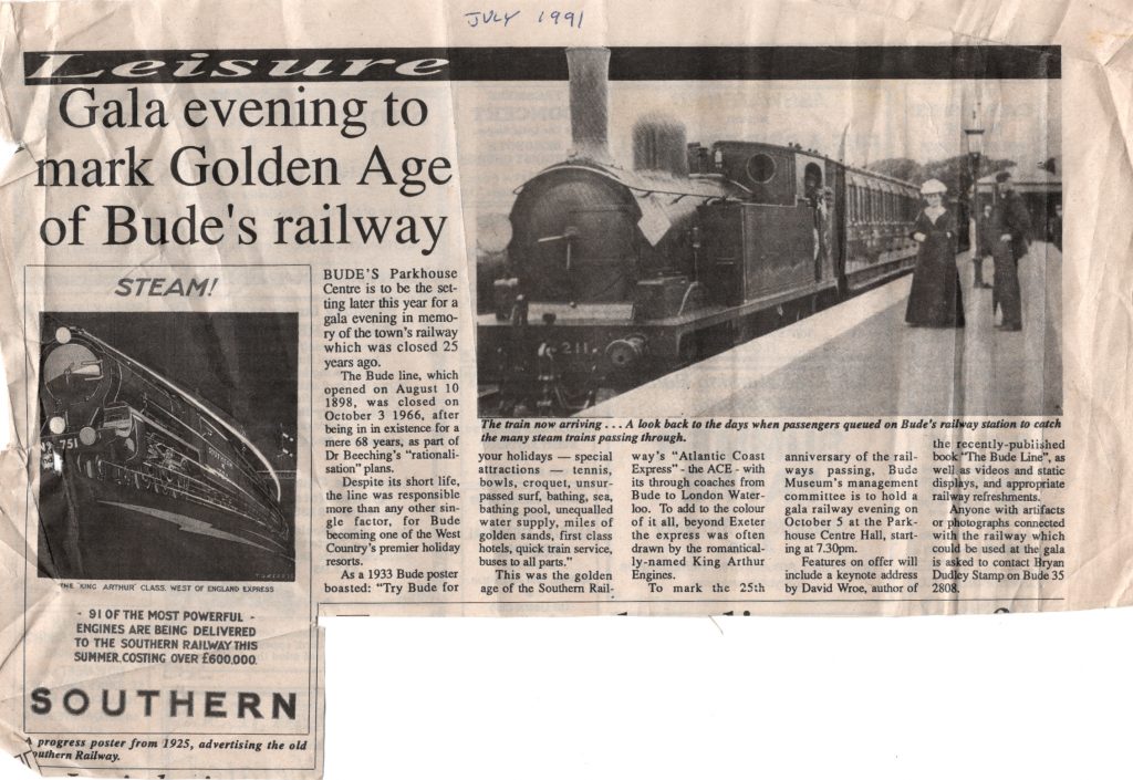 1991 article on Bude Railway Station