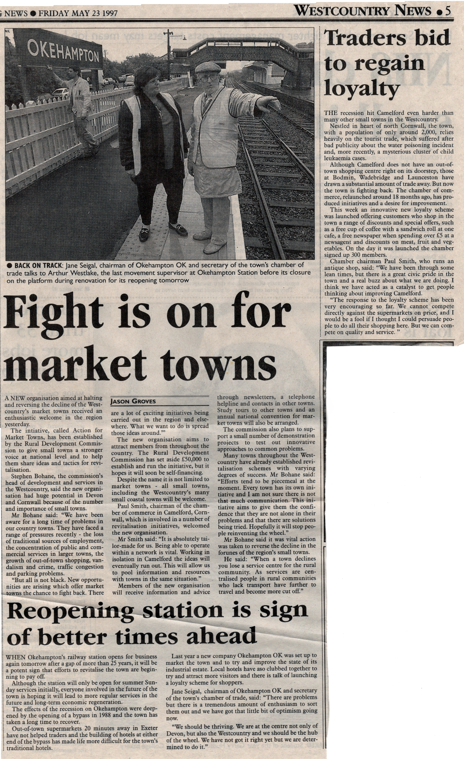 1997 article on the re-opening of Okehampton Station.