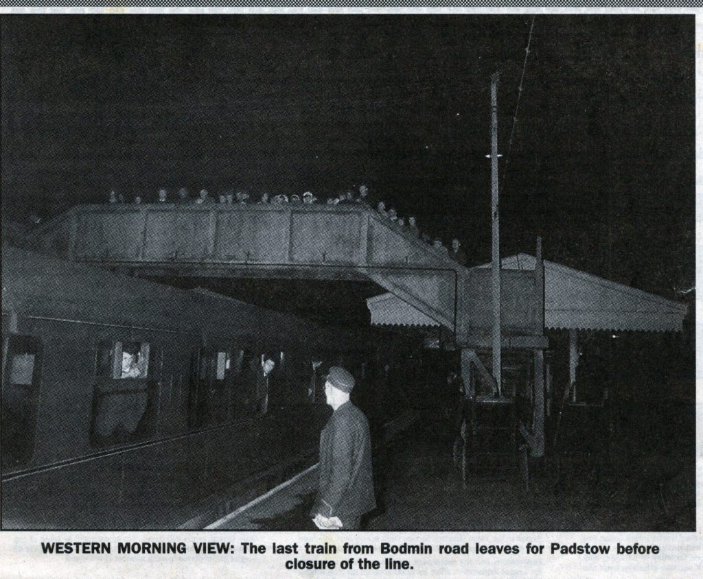 Last train departs Bodmin Road Station for Padstow. From 1994