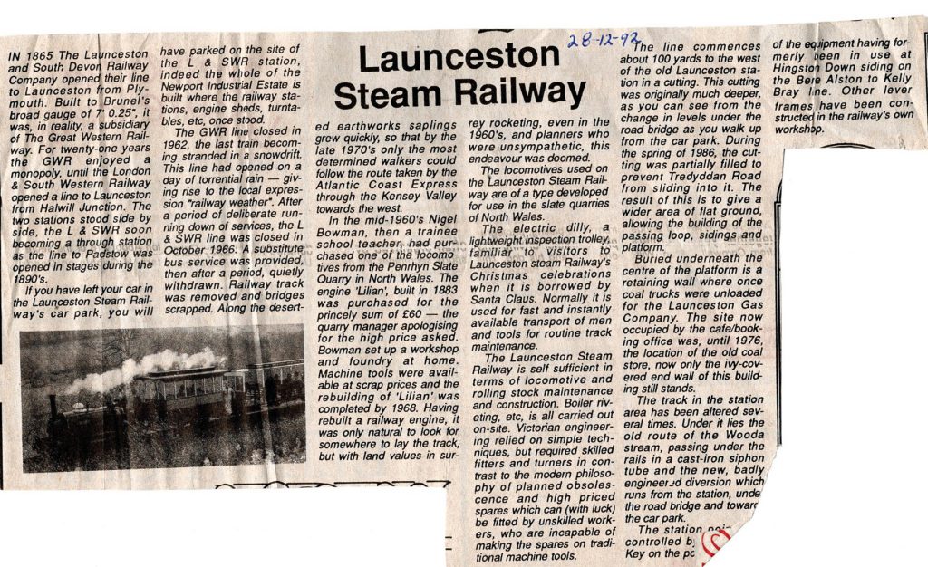 Launceston Steam Railway 1992