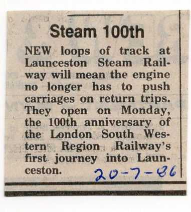 Launceston Steam railway article from 1986