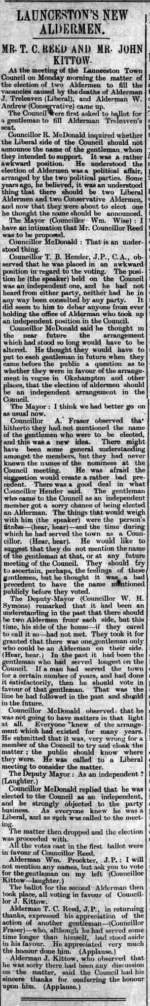 Launceston's new aldermen 25 February 1911