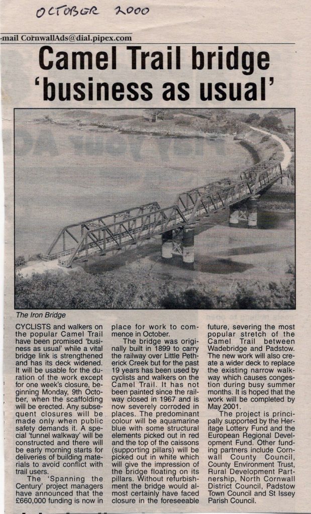 Little Petherick Creek Bridge article from 2000