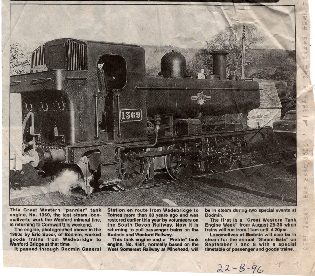 Pannier tank crosses at Dunmere in the 1960's.