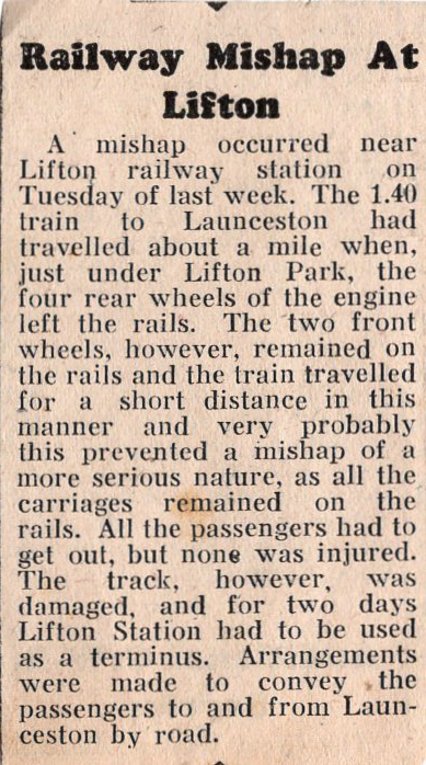 Railway mishap at Lifton