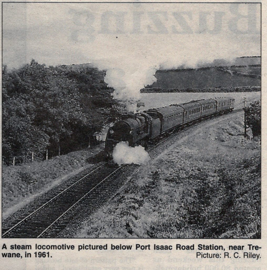 Steam loco below Port Isaac Road Station in 1961