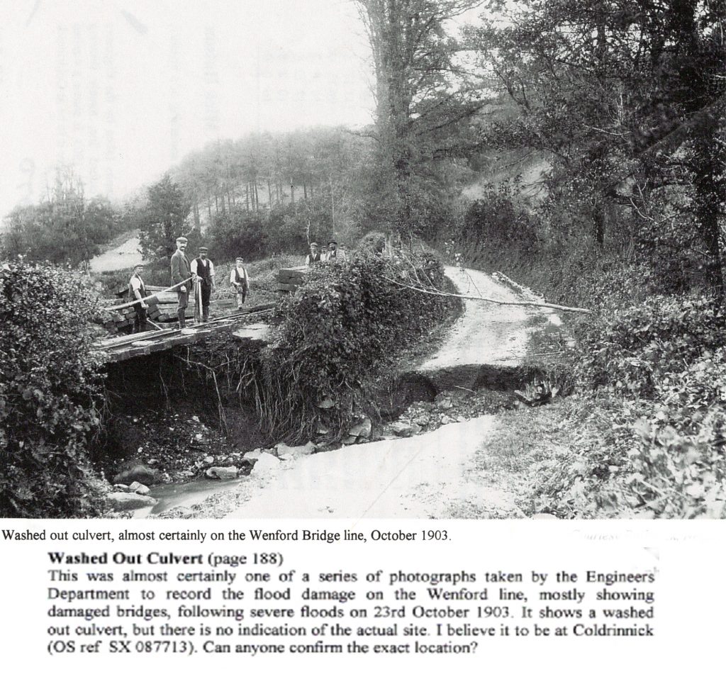 Washed out culvert on the Wenford Line in 1903