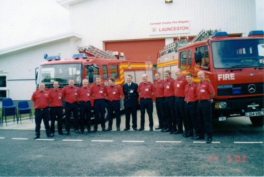 Launceston Fire Service outside the new Station at Scarne.