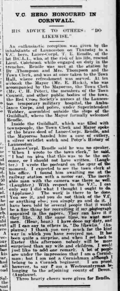 West Briton and Cornwall Advertiser - Monday 01 February 1915 