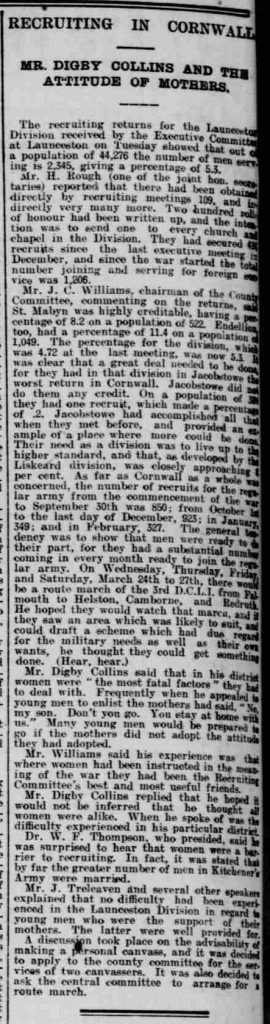 West Briton and Cornwall Advertiser - Thursday 11 March 1915 