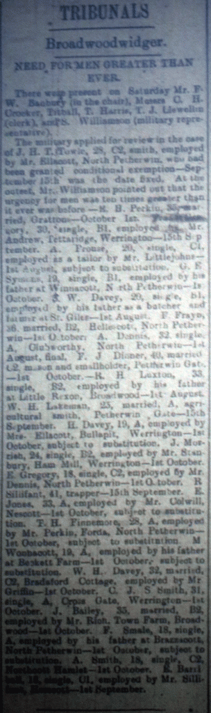 Broadwood Tribunal April 28th, 1917