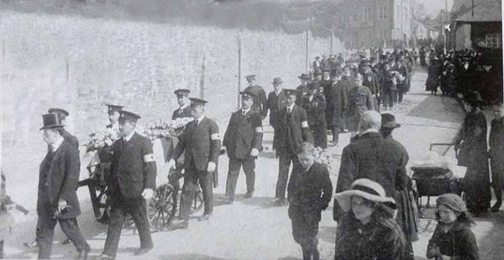 Funeral Cortege with a fallen soldier heading down St. Thomas Road during WW1