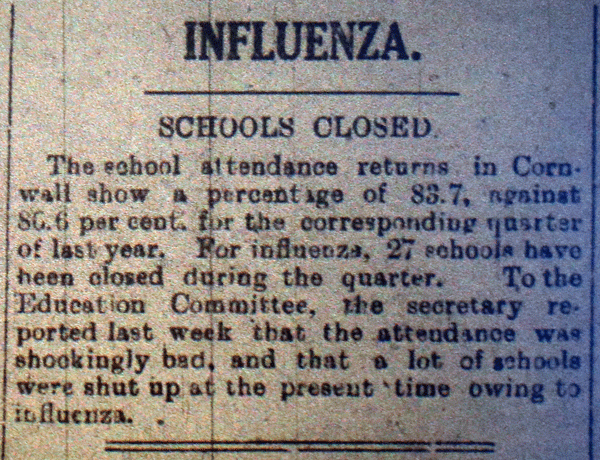 Influenza epidemic November, 1918