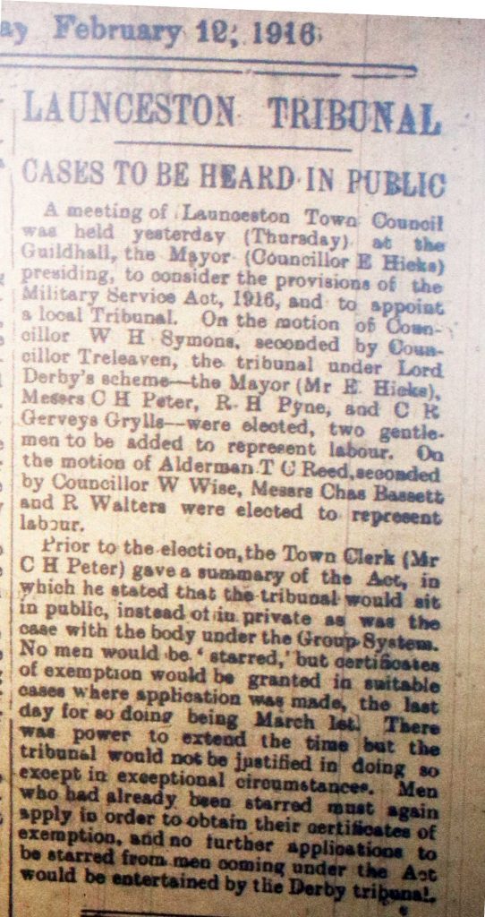 Launceston Tribunal February 12th, 1916